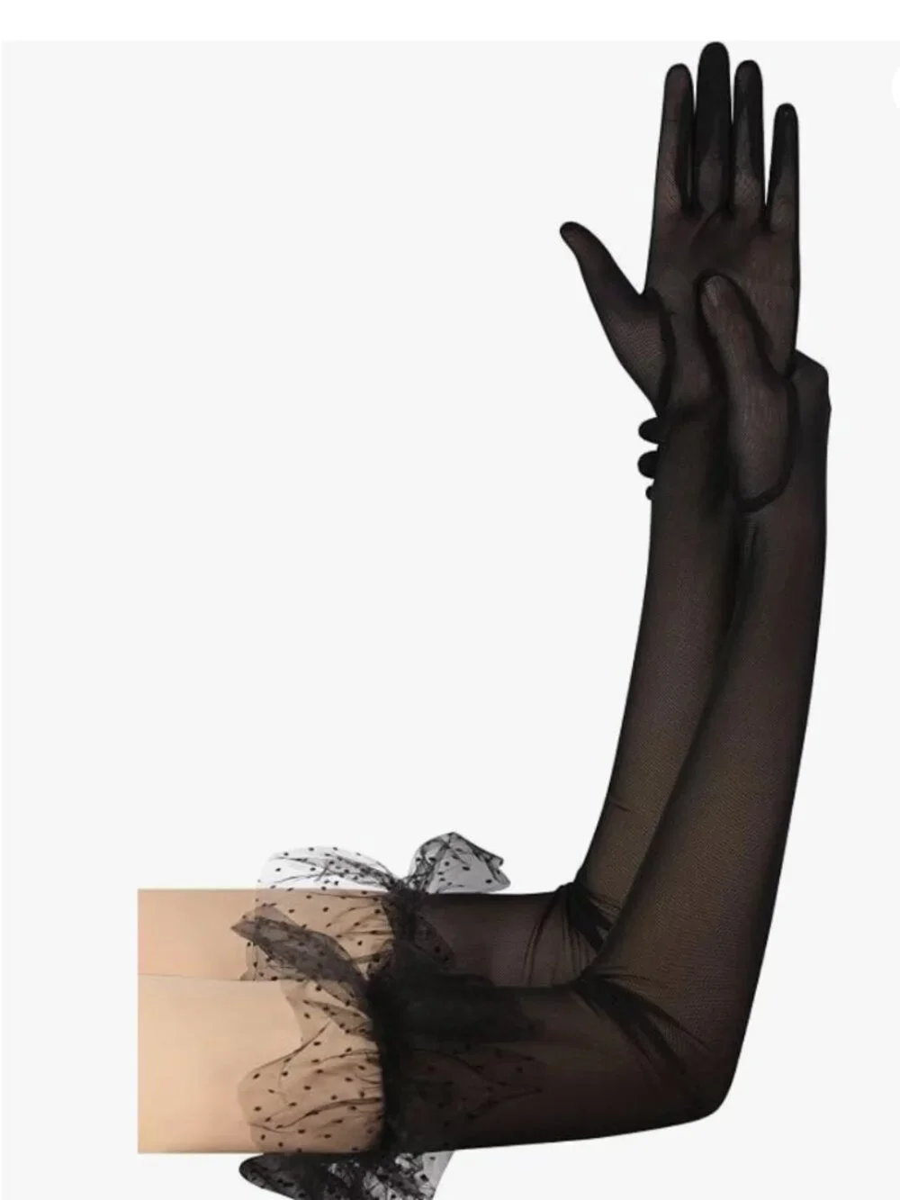 Long Lace Opera Black Gloves